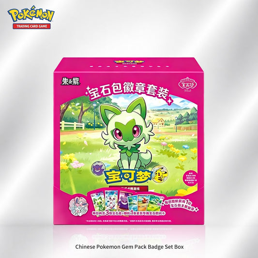 Chinese Pokemon Gem Pack Badge Set Box